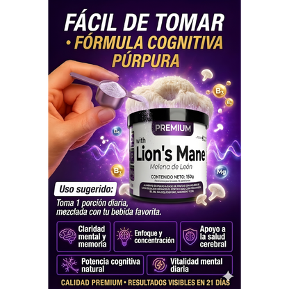 NeuroLion™️ – Melena de León con Registro Invima, Potencia tu Memoria, Enfoque y Rendimiento Mental Natural